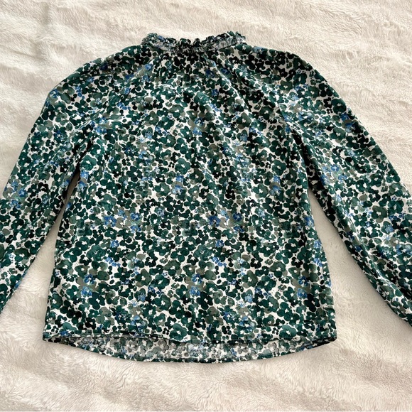 J. Crew Green and Blue Floral Blouse - EUC! - Picture 2 of 6
